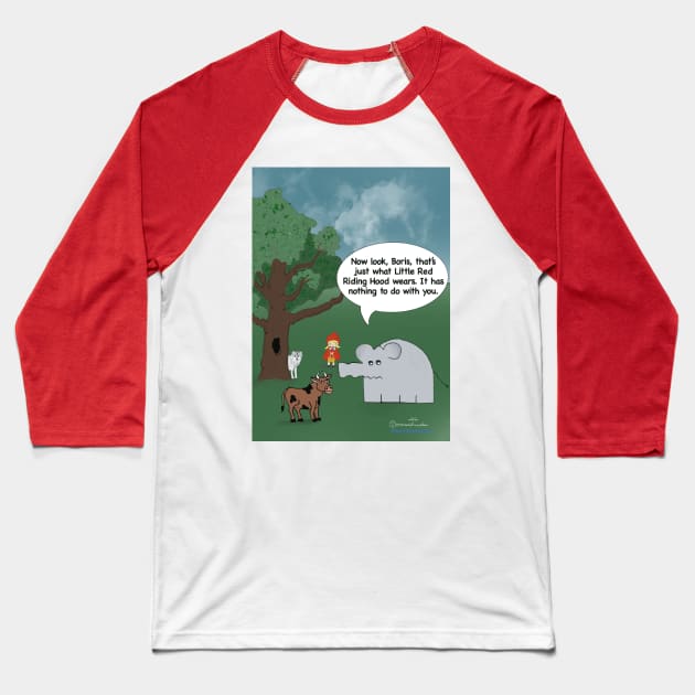 ENORMOUSLY FUNNY CARTOONS LITTLE RED RIDING HOOD Baseball T-Shirt by Enormously Funny Cartoons